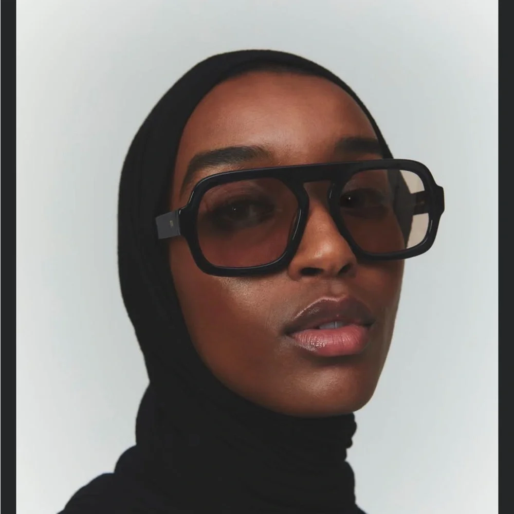 Bold Black & Champagne Sunglasses with Thick Frames